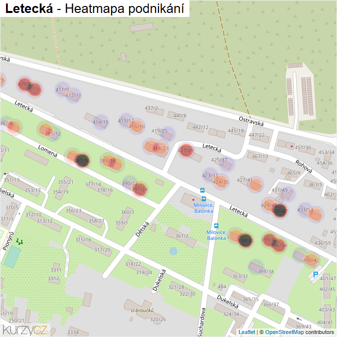 Mapa Letecká - Firmy v ulici.