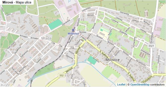 Mírová - mapa ulice