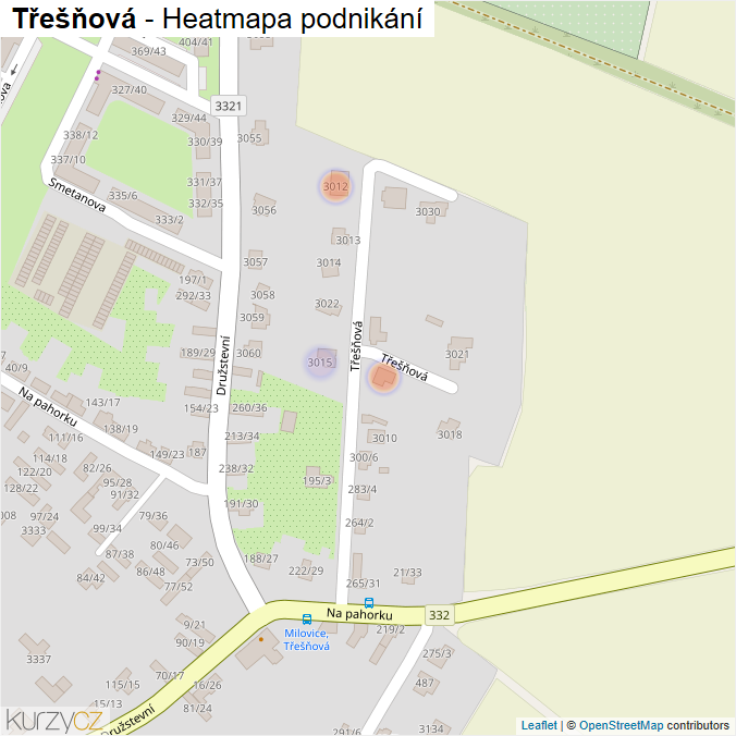 Mapa Třešňová - Firmy v ulici.