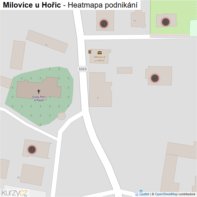 Mapa Milovice u Hořic - Firmy v obci.