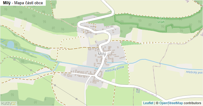 Milý - mapa části obce