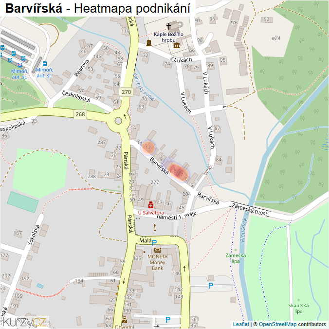 Mapa Barvířská - Firmy v ulici.