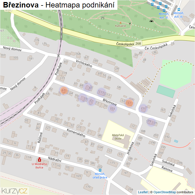 Mapa Březinova - Firmy v ulici.