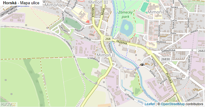 Horská - mapa ulice