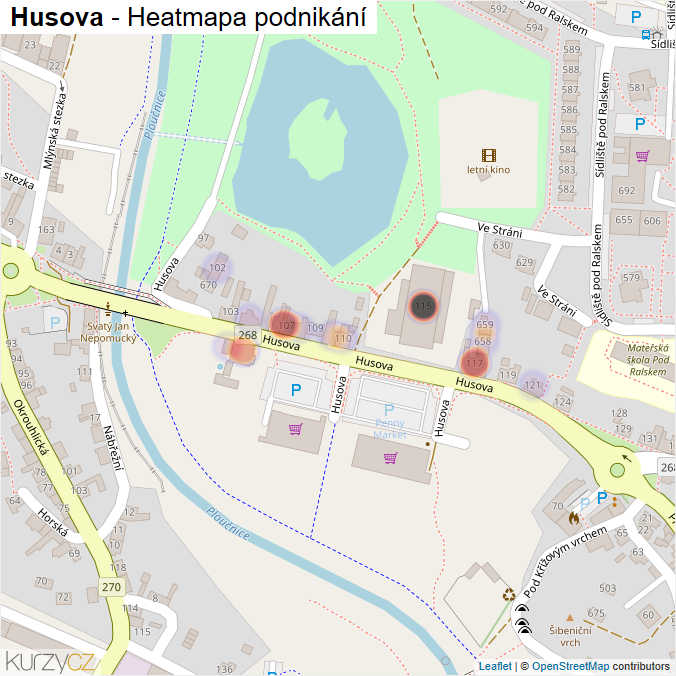Mapa Husova - Firmy v ulici.