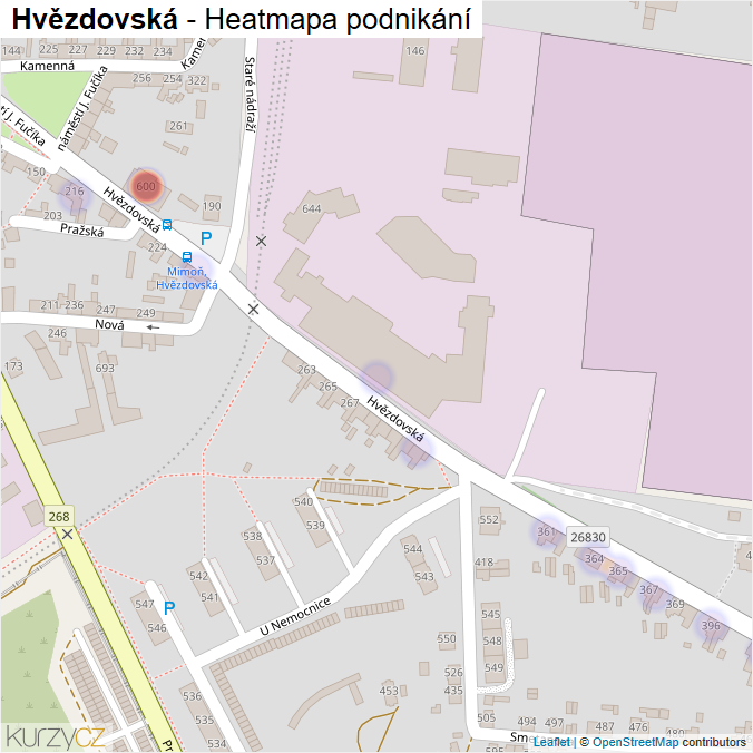 Mapa Hvězdovská - Firmy v ulici.