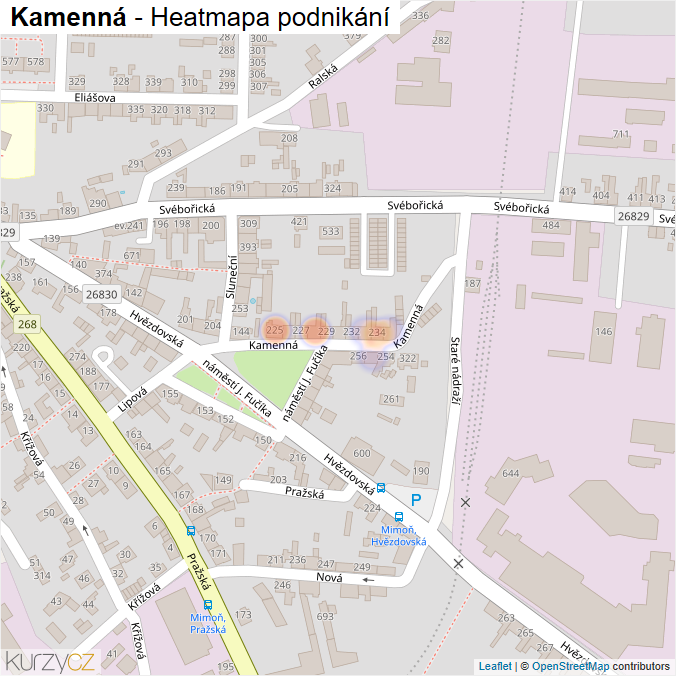 Mapa Kamenná - Firmy v ulici.