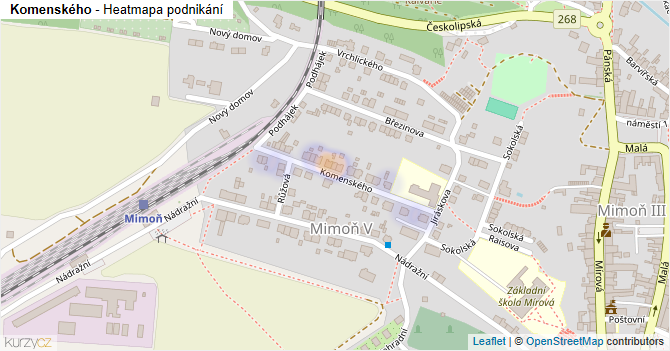 Komenského - mapa podnikání