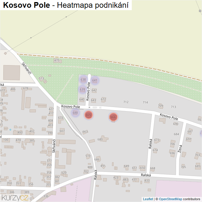 Mapa Kosovo Pole - Firmy v ulici.