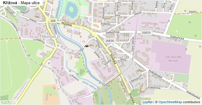 Křížová - mapa ulice