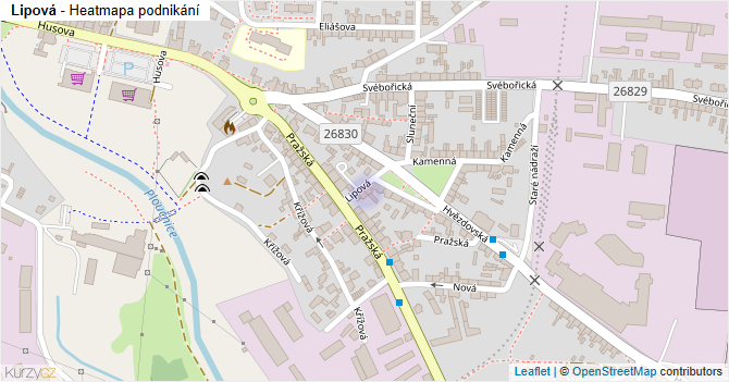 Lipová - mapa podnikání