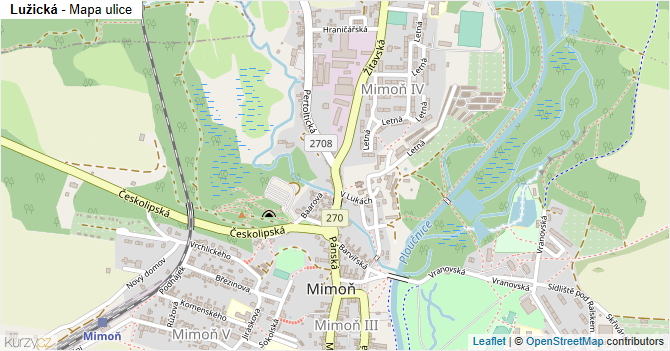 Lužická - mapa ulice