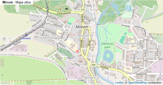 Mírová - mapa ulice