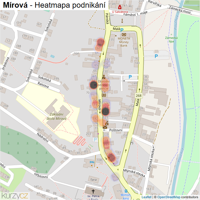 Mapa Mírová - Firmy v ulici.