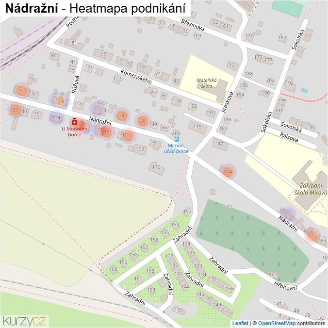 Mapa Nádražní - Firmy v ulici.