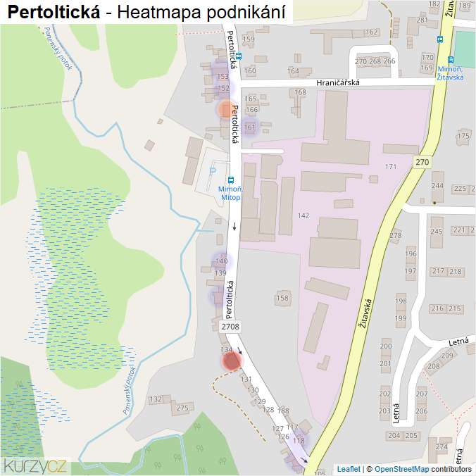 Mapa Pertoltická - Firmy v ulici.