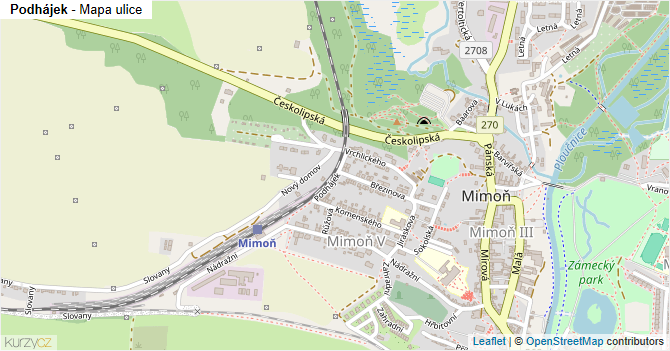 Podhájek - mapa ulice