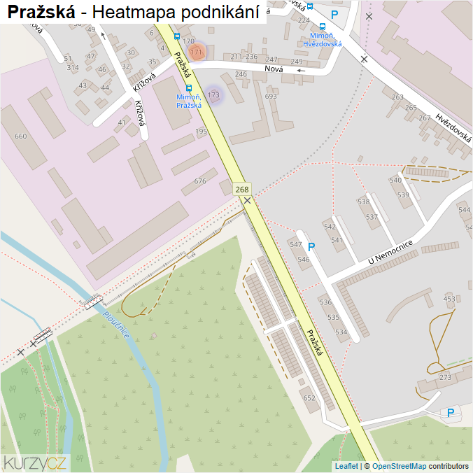 Mapa Pražská - Firmy v ulici.