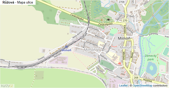 Růžová - mapa ulice