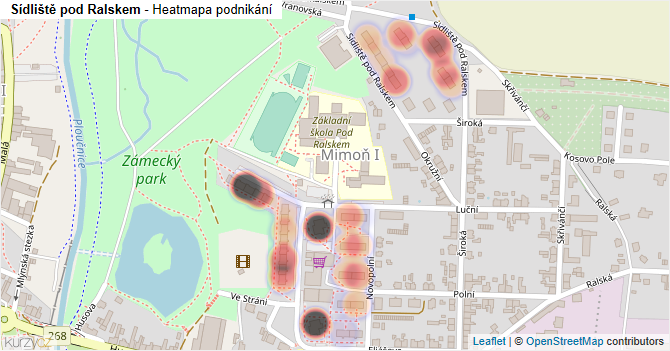 Sídliště pod Ralskem - mapa podnikání