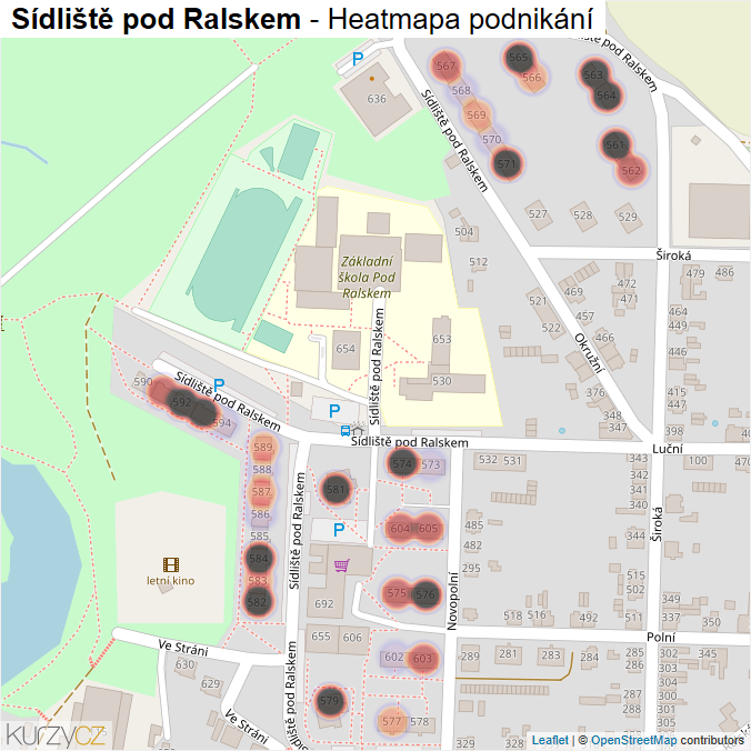 Mapa Sídliště pod Ralskem - Firmy v ulici.