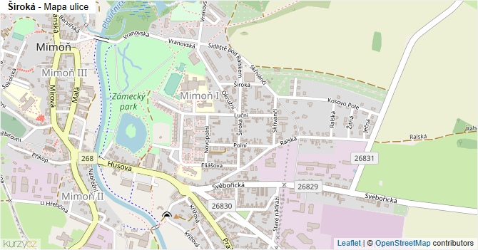 Široká - mapa ulice