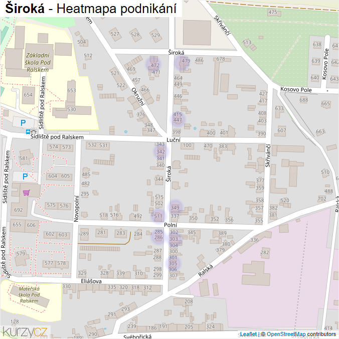 Mapa Široká - Firmy v ulici.