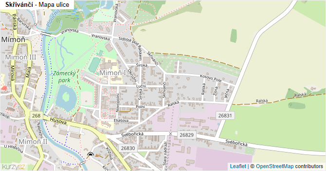 Skřivánčí - mapa ulice