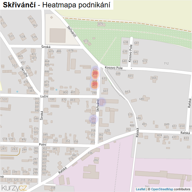 Mapa Skřivánčí - Firmy v ulici.