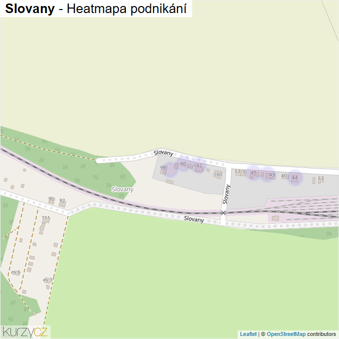 Mapa Slovany - Firmy v ulici.