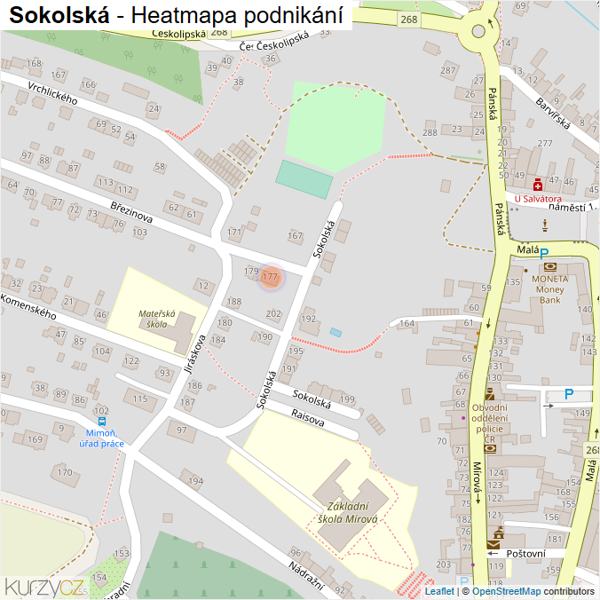Mapa Sokolská - Firmy v ulici.