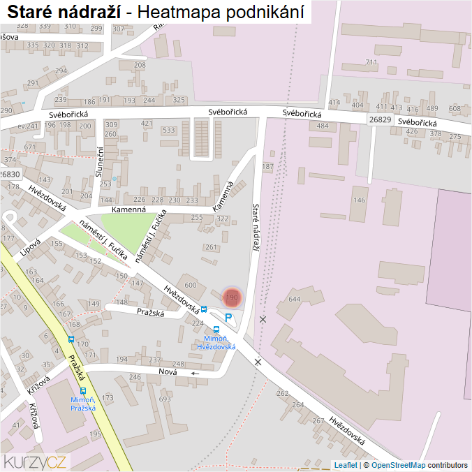 Mapa Staré nádraží - Firmy v ulici.