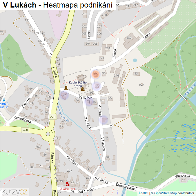 Mapa V Lukách - Firmy v ulici.