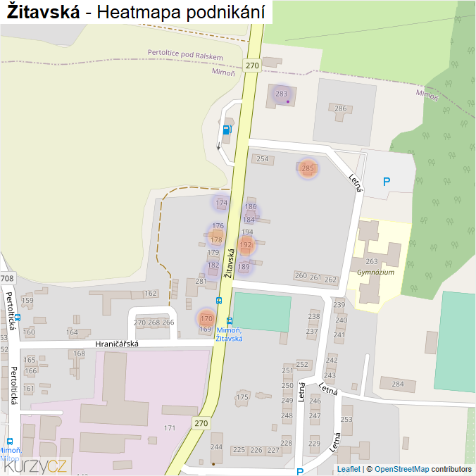 Mapa Žitavská - Firmy v ulici.