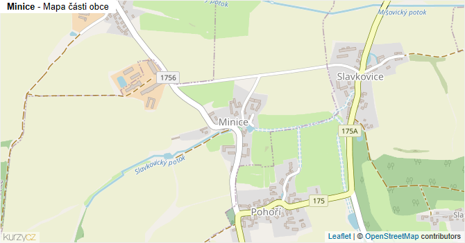 Minice - mapa části obce