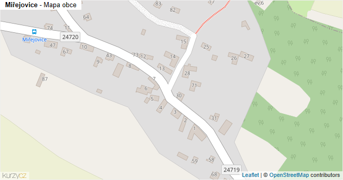 Miřejovice - mapa obce