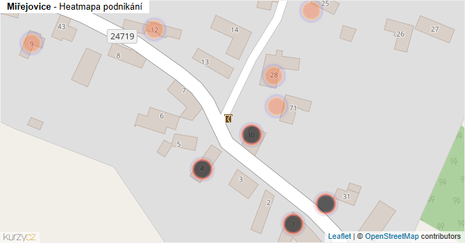 Miřejovice - mapa podnikání