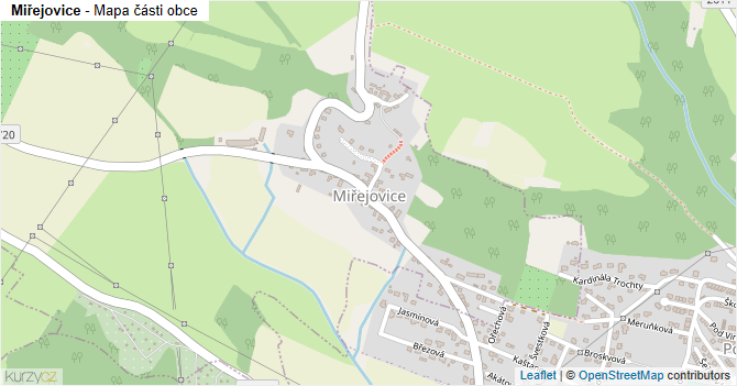 Miřejovice - mapa části obce