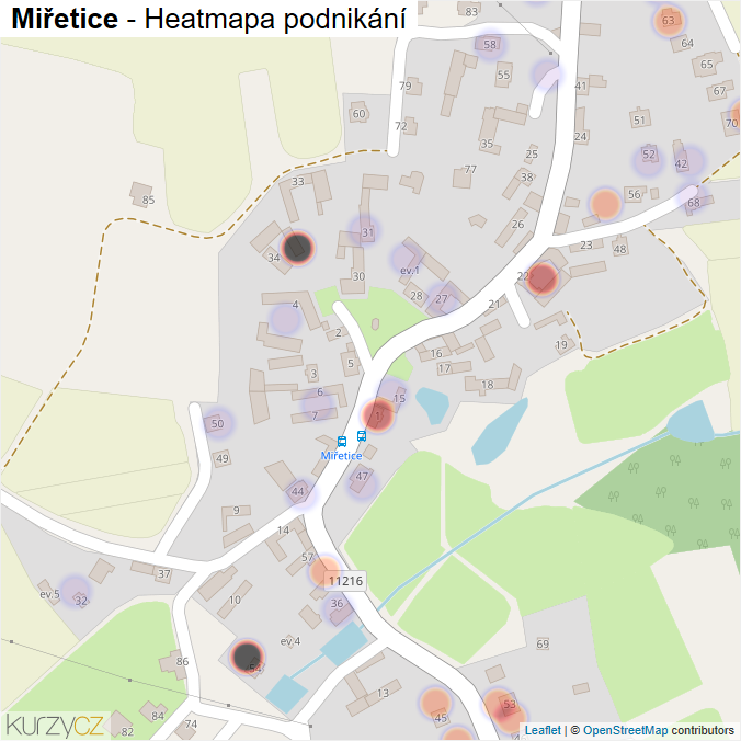 Mapa Miřetice - Firmy v části obce.