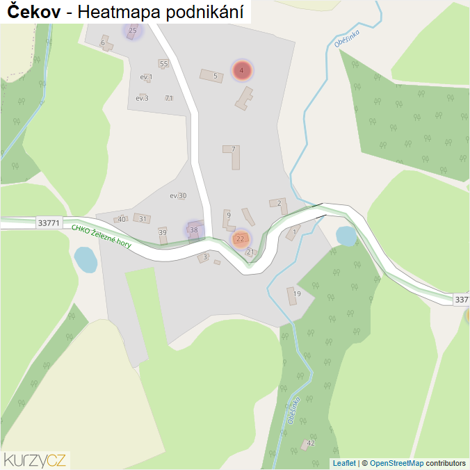 Mapa Čekov - Firmy v části obce.