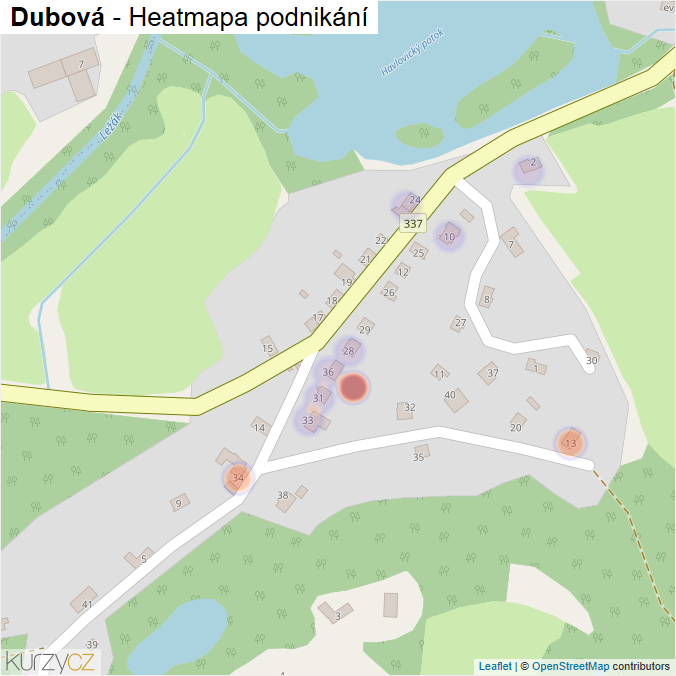 Mapa Dubová - Firmy v části obce.