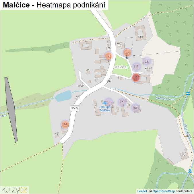 Mapa Malčice - Firmy v části obce.