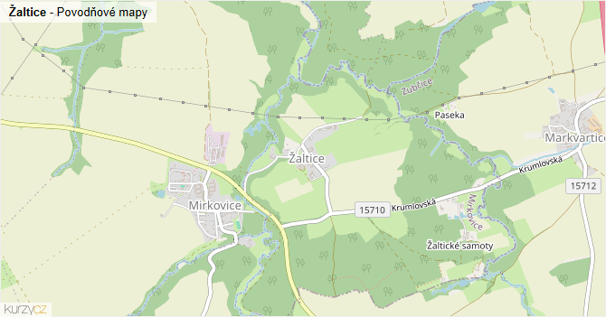 Žaltice - záplavové mapy stoleté vody