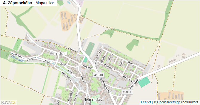 A. Zápotockého - mapa ulice