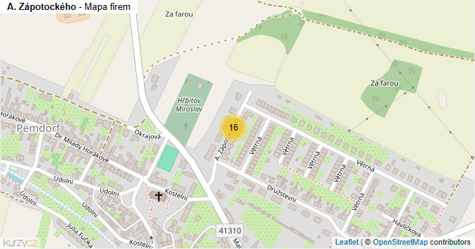 A. Zápotockého - mapa firem