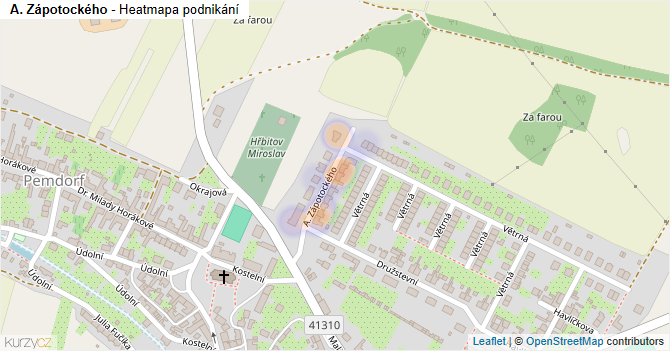 A. Zápotockého - mapa podnikání