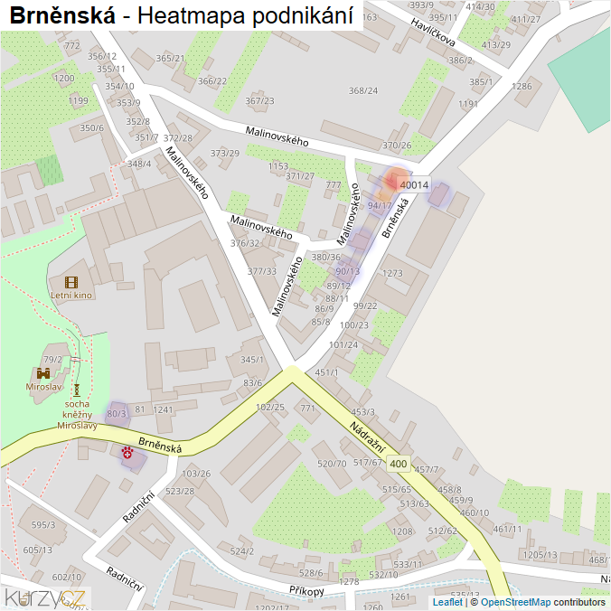 Mapa Brněnská - Firmy v ulici.