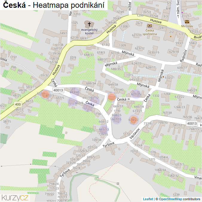 Mapa Česká - Firmy v ulici.