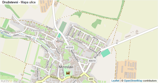 Družstevní - mapa ulice