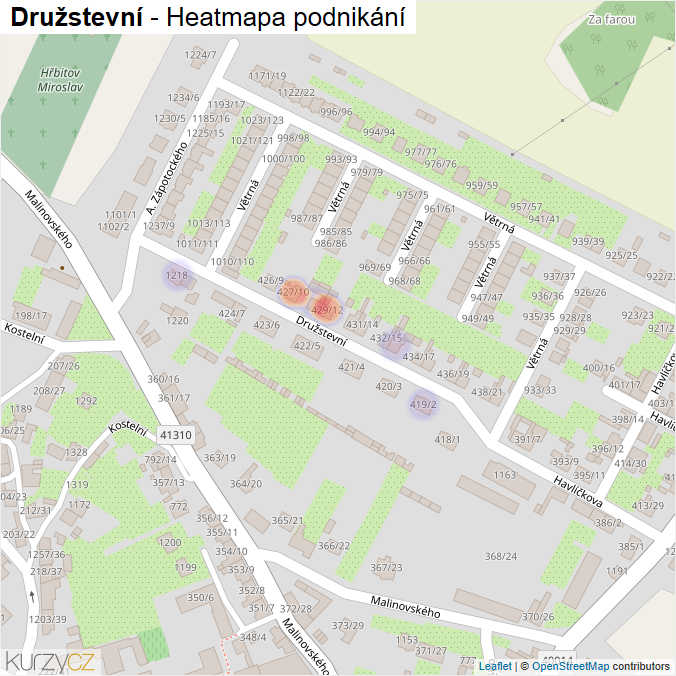 Mapa Družstevní - Firmy v ulici.